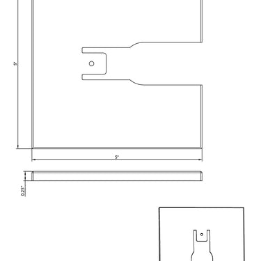 ET2 Continuum track cover plate ETMSC03 line drawing with dimensions, open notch