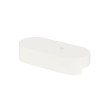 ET2 Continuum track splice box, White, rounded oblong box with a single screw hole in the top