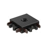 ET2 Continuum 90 degree corner track connector, Black, flat square block with contact prongs along its sides