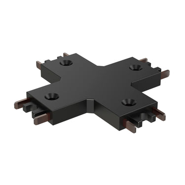 ET2 Continuum 4-way X track connector, Black, X-shaped block with four sets of contact prongs