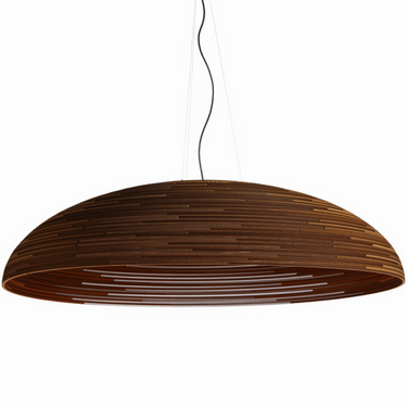 Graypants Float Textured Dome Pendant - Corrugated Cardboard in Natural Finish