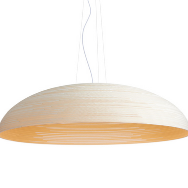 Graypants Float Large Dome Pendant - Natural Cardboard Light, White Finish, Sustainable Light for Eco-friendly home