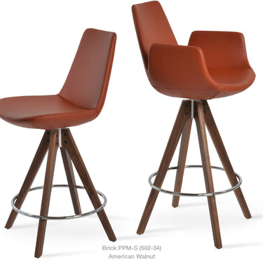 Eiffel Pyramid Arm Swivel Stools Leather by SohoConcept - New
