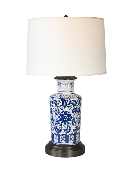 Elaine Porcelain Chinoiserie Cordless Table Lamp - Black Finish