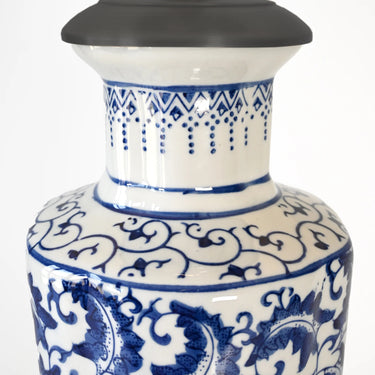 Chinoiserie Cordless Lamp - Elegant Black Porcelain Table Light