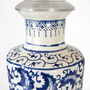 Elaine Porcelain Chinoiserie Cordless Table Lamp in Nickel Finish