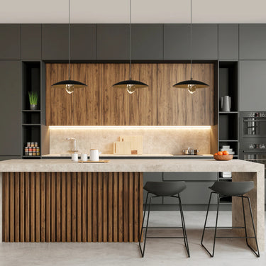 Stylish Kitchen Light with modern black and brass pendant light