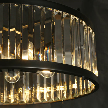 Contemporary Crystal Chandelier, Elvira Black Drum, 24 inch, 6 Lights