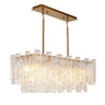 Engaveric 7-Light Modern Brass Linear Island Light - 31" Rectangle Kitchen Pendant 