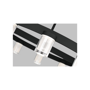 Luxury modern chandelier with crystal shades and black metal frame finish
