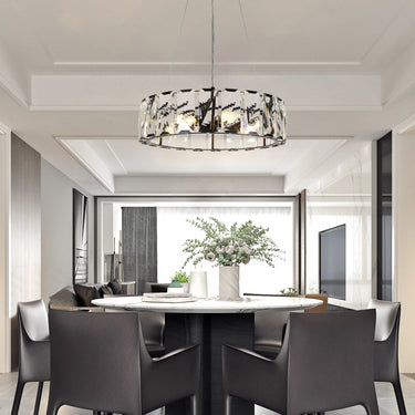 Ethel Contemporary Black Crystal Round Chandelier