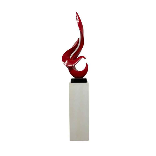 Finesse Decor Metallic Red Flame Floor Sculpture With White Stand 65" Tall