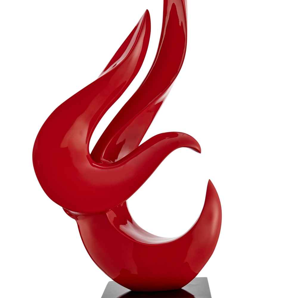 Finesse Decor Metallic Red Flame Floor Sculpture With White Stand 65" Tall