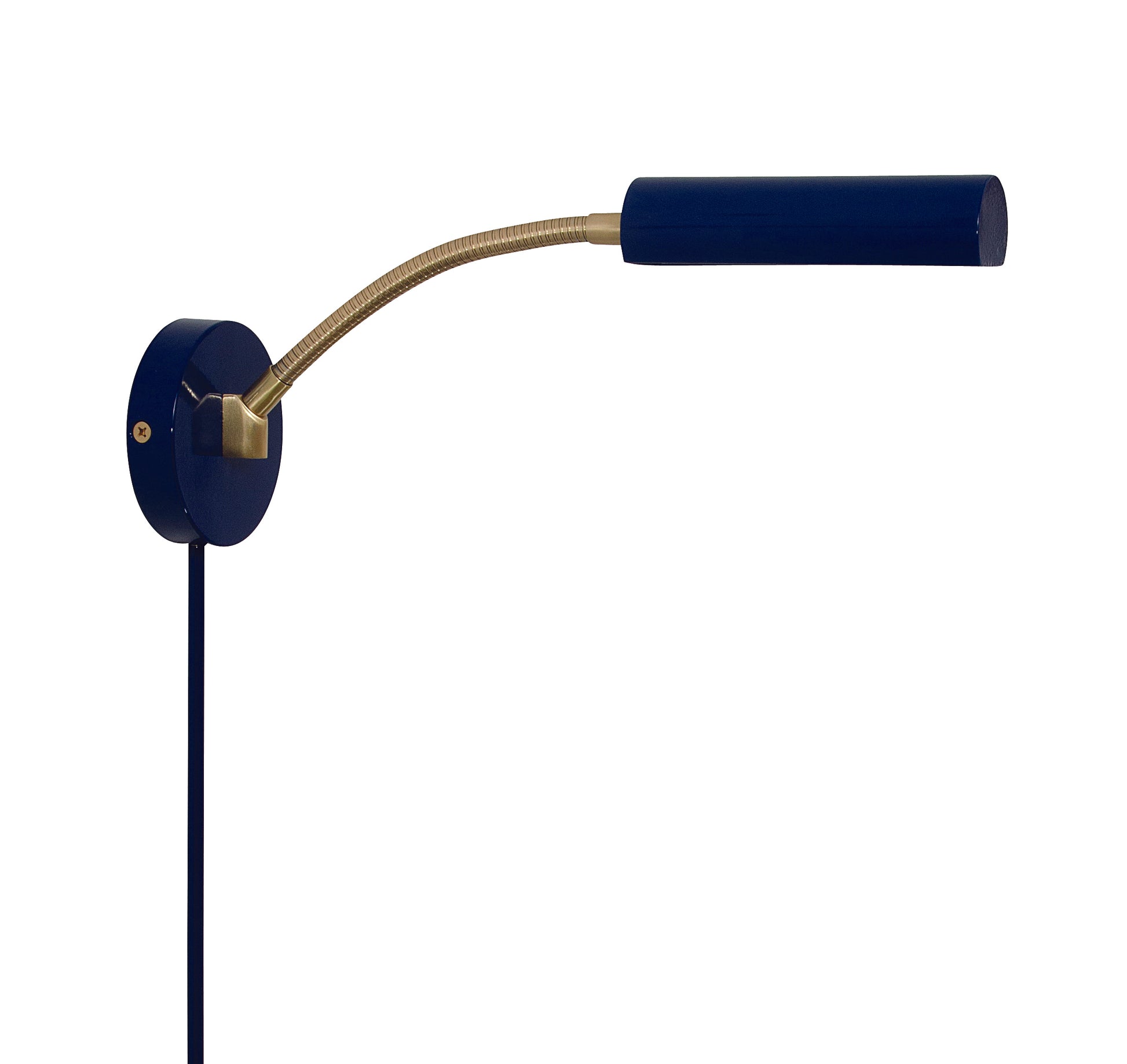 House of Troy Fusion Flex wall swing lamp navy blue/satin brass with 30" cord cover FN175-NB/SB