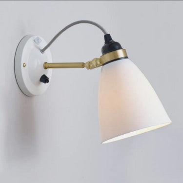 Original BTC Hector Medium Dome Wall Light with Switch in Satin Brass Grey Cable – detail 1