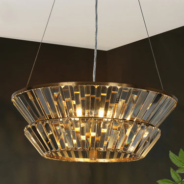 Modern Crystal Chandelier with Golden Crystals - Feinaqy