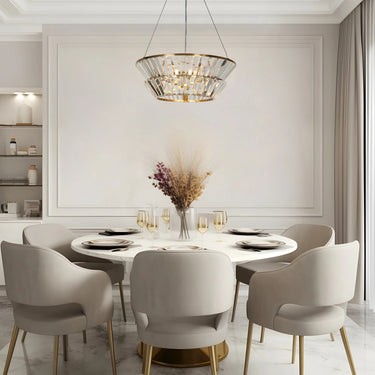 Feinaqy 20-Inch Brass Crystal Chandelier in Modern Dining Room 
