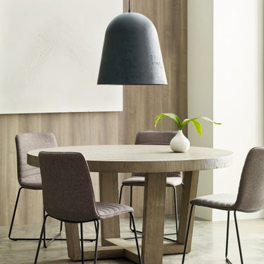 Sculptural pendant lamp, unique sand cast aluminum, office reception and dining areas.