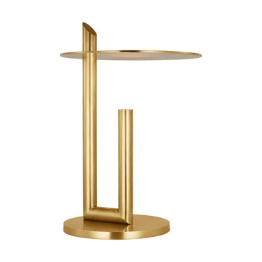 19.7" soft white finish LED lamp with sleek modern profile and brass constructio