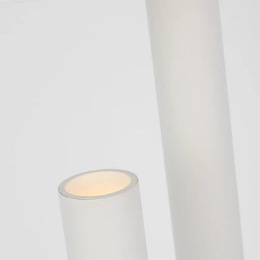Soft white Kelly Wearstler table lamp with postmodern design and brass details
