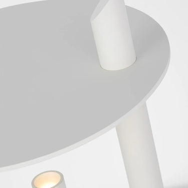 Integrated LED table lamp in soft white finish for modern residential or office spaces