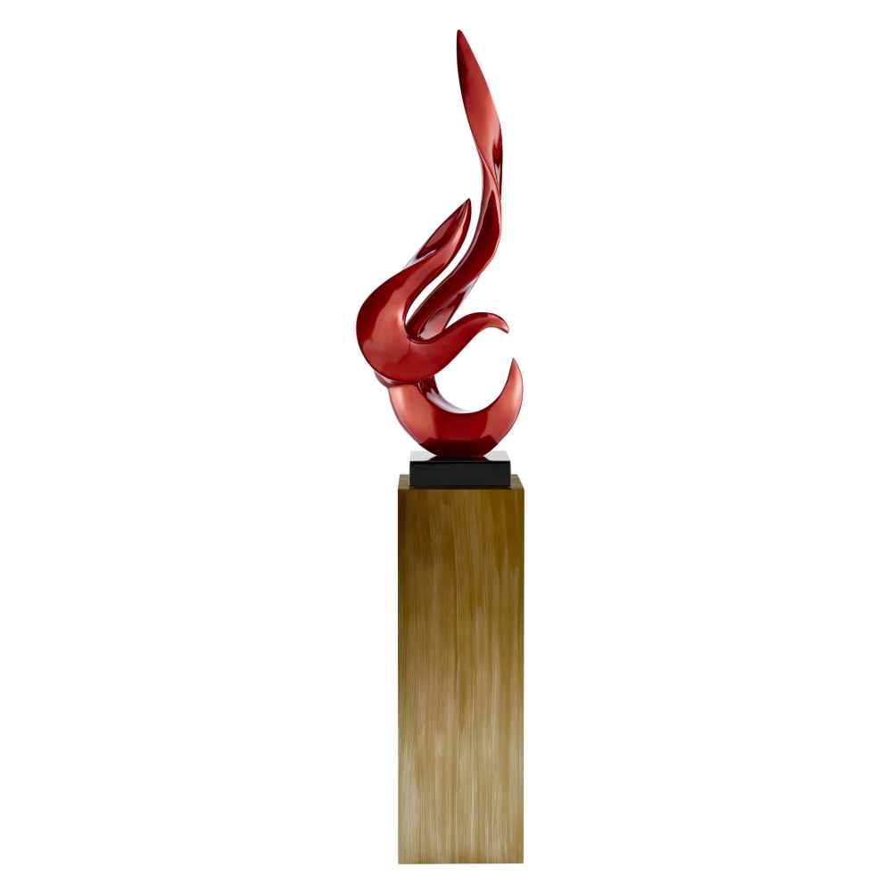 Finesse Decor Metallic Red Flame Floor Sculpture With Bronze Stand 65" Tall