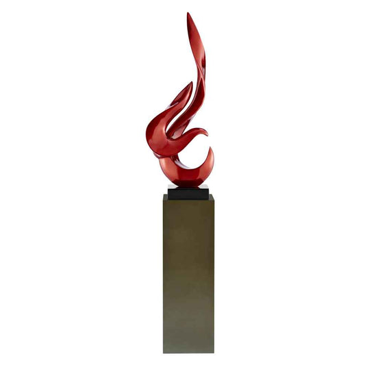 Finesse Decor Metallic Red Flame Floor Sculpture With Gray Stand 65" Tall