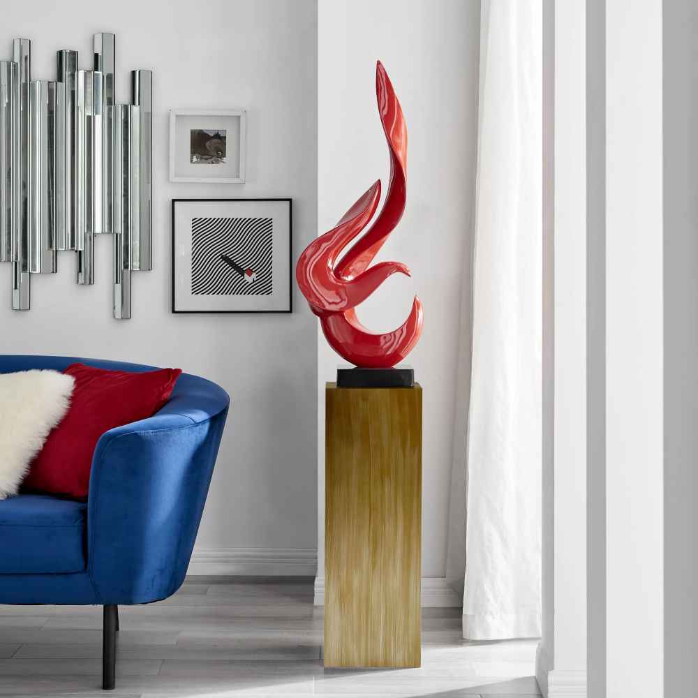 Finesse Decor Red Flame Floor Sculpture With Bronze Stand 65" Tall