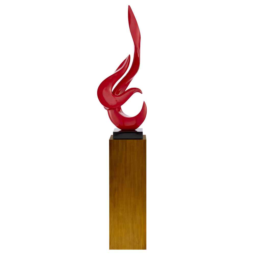Finesse Decor Red Flame Floor Sculpture With Wood Stand 65" Tall