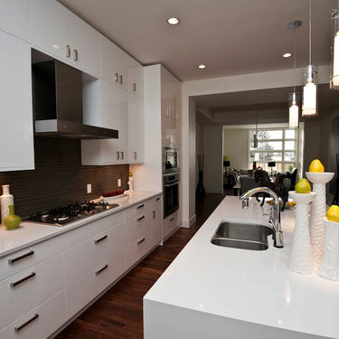 ET2 Frost glass cylinder pendant in Polished Chrome, lifestyle view 6