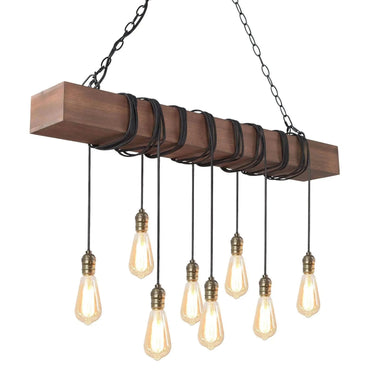 farmhouse wood and matte black chandelier ideal for kitchen island and dining room lighting