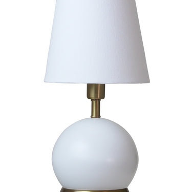 White with Weathered Brass accents Geo 12" Ball Mini Accent Lamp – House of Troy studio photo