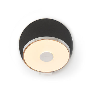 Koncept Gravy Wall Sconce Chrome Body Metallic Black Plates Hardwire