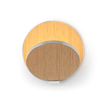Koncept Gravy Wall Sconce Chrome Body White Oak Plates Hardwire