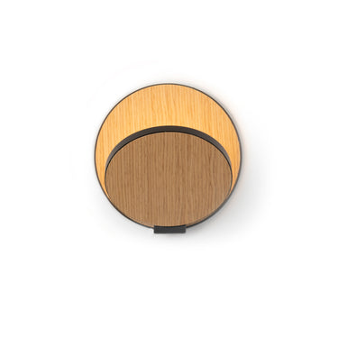 Koncept Gravy Wall Sconce Metallic Black Body White Oak Plates Hardwire