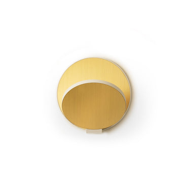 Koncept Gravy Wall Sconce Matte White Body Brass Plates Plug-In