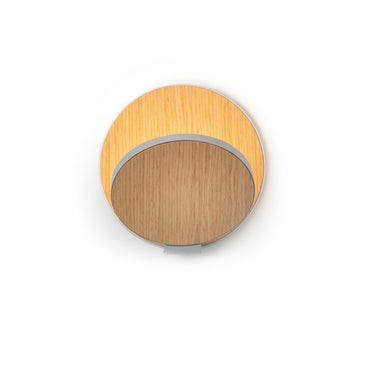 Koncept Gravy Wall Sconce Silver Body White Oak Plates Plug-In