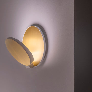 Koncept Gravy Wall Sconce Silver Body White Oak Plates Hardwire