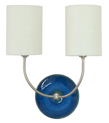 House of Troy Scatchard Double Wall Lamp in SN & Blue Gloss GS775-2-SNBG