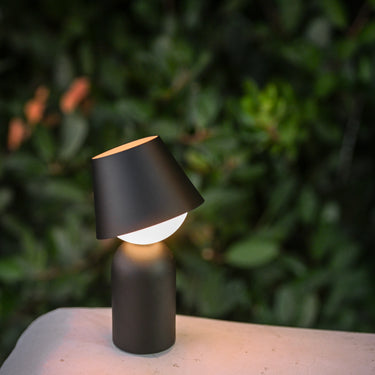Koncept Guy LED Lantern Shade Matte Black Disk Collar Dark Grey Glass