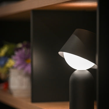 Koncept Guy LED Lantern Shade Brass Bowl Collar Dark Grey Glass