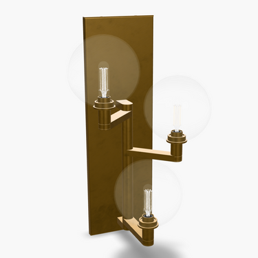 Visual Comfort wall sconce with three glass orbs in a warm modern style, ideal for living rooms