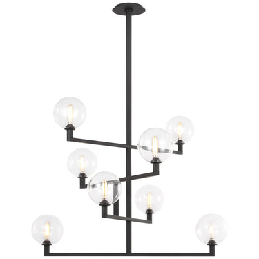 Gambit Chandelier Nightsgade Black Close-Up of Layered Glass Globes and Metal Hardware