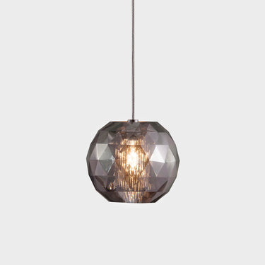 Viso Gemma single-light pendant in smoke crystal, studio view