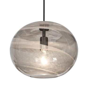 Close-up of Vapor Smoke glass shade featuring translucent smoke-tinted decorative glass