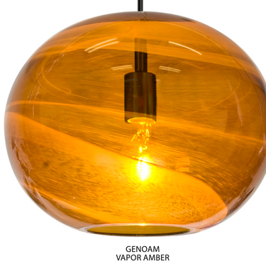 Modern Vapor Amber art glass shade designed for pendant lighting applications