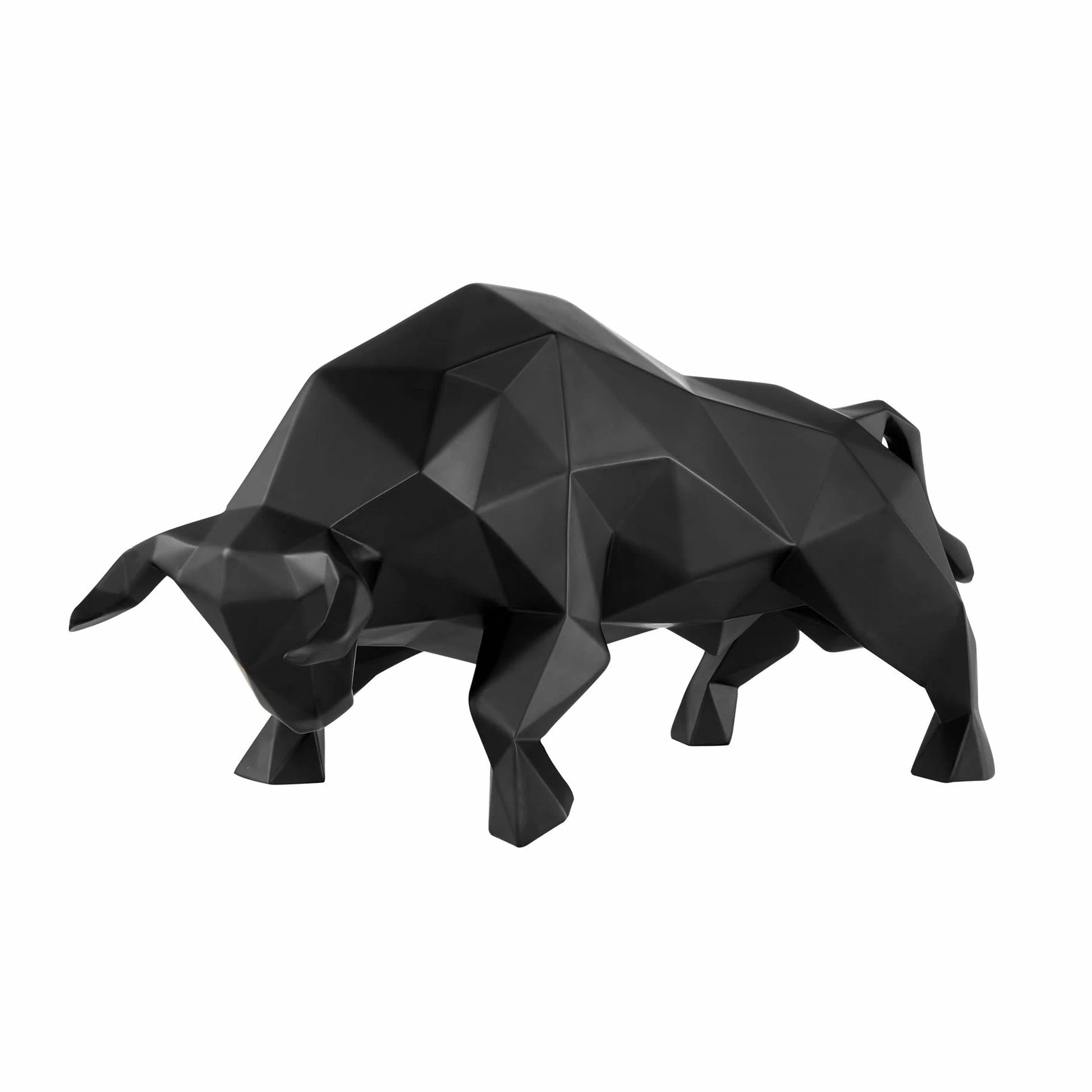Finesse Decor Geometric Bull Sculpture - Matte Black 1