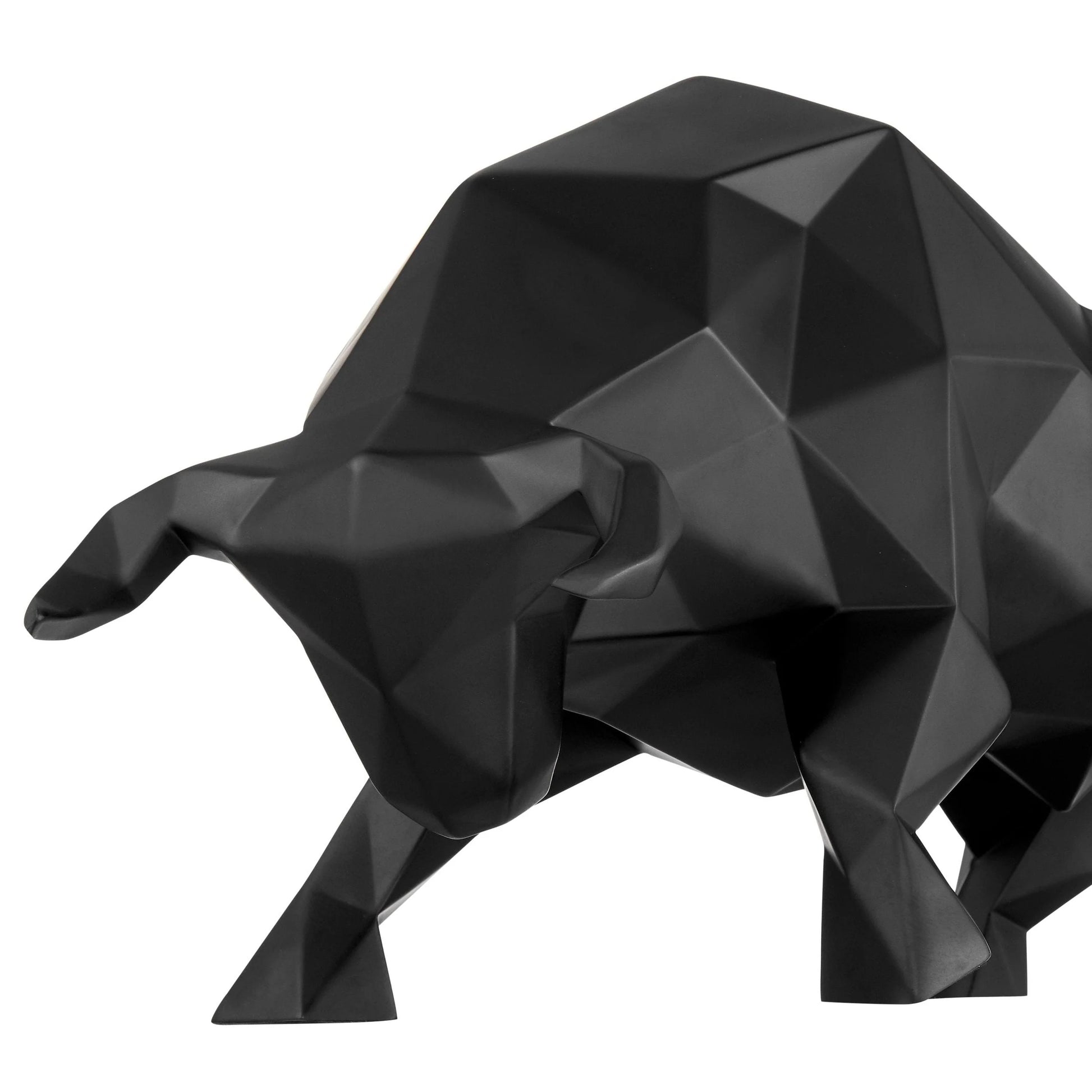 Finesse Decor Geometric Bull Sculpture - Matte Black 3