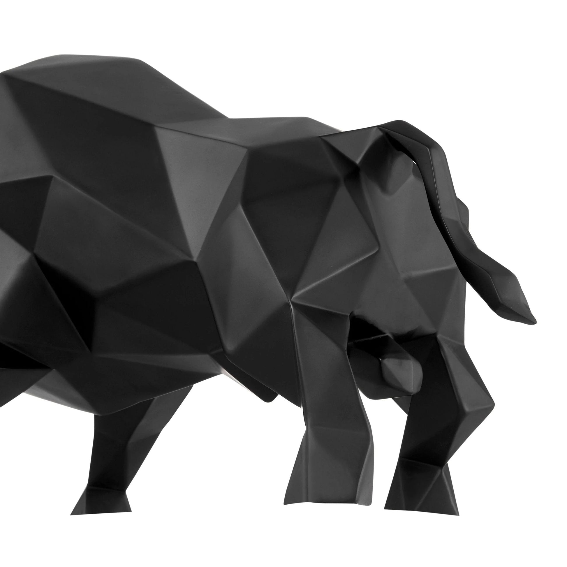 Finesse Decor Geometric Bull Sculpture - Matte Black 4