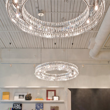 Viso Gia Round Asfour crystal chandelier installed in an interior